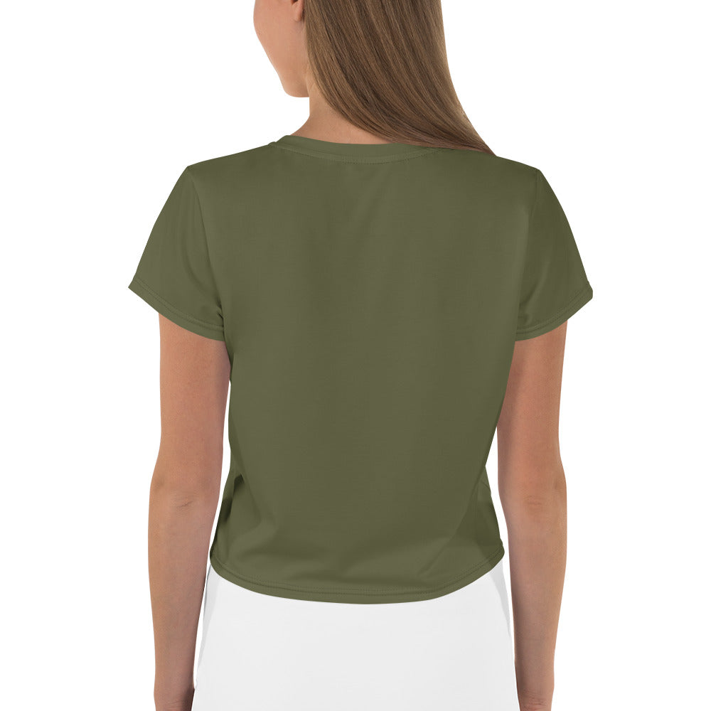 Army Green #girlpower Cropped Tees. Girls' Hashtag Art Crop Top. WickedYo.